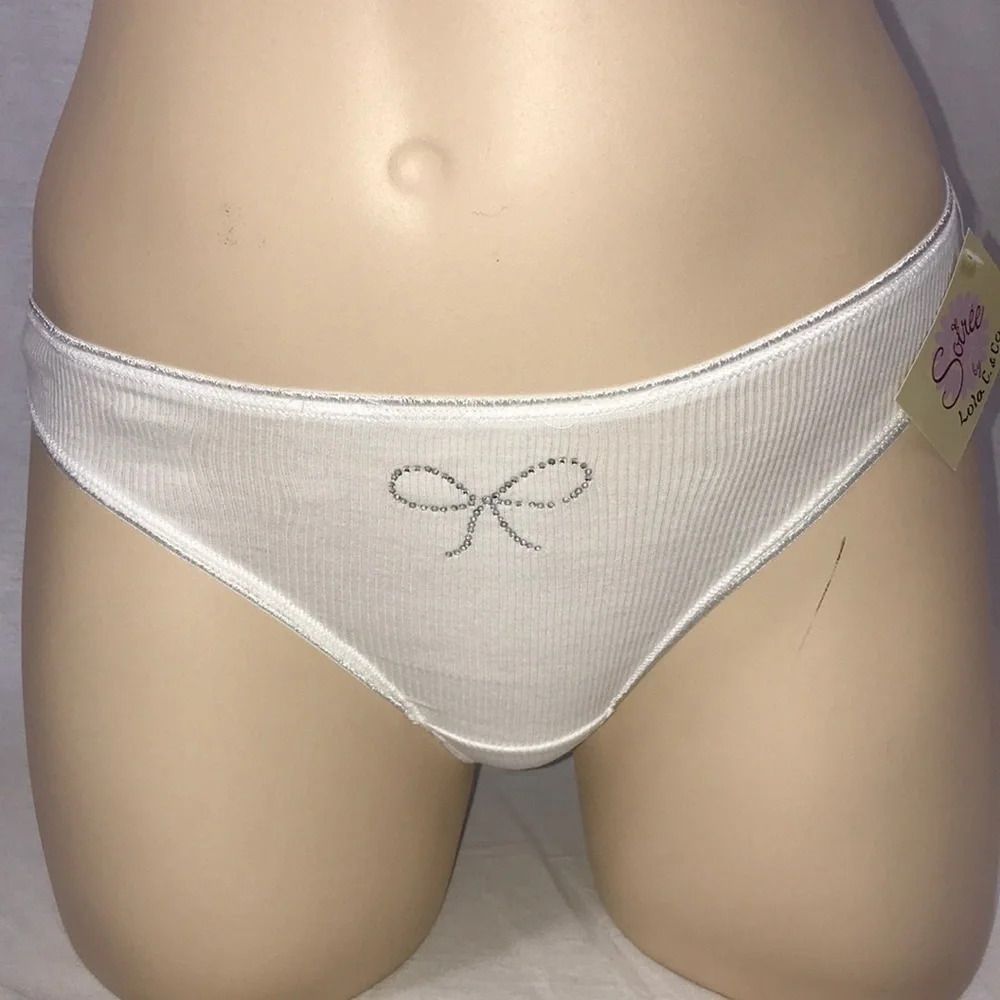 Lola C. & Co. Size XS White W/ Bedazzled Ribbon Stones Detail. New With Tags.